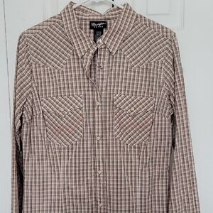 Wrangler Pearl Snap Button Down Western Shirt M